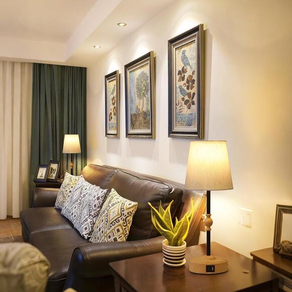 Bedside Table Lamp for Bedroom with 2 USB Charging Ports Minimalist Small Nig... - Picture 6 of 6